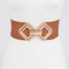 Wide 3-Inch Stretch Belt with Large Metal Buckle