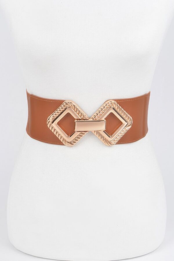 Wide 3-Inch Stretch Belt with Large Metal Buckle