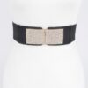 Rhinestone Stretch Belt with Metal Buckle – 2.25-inch Wide