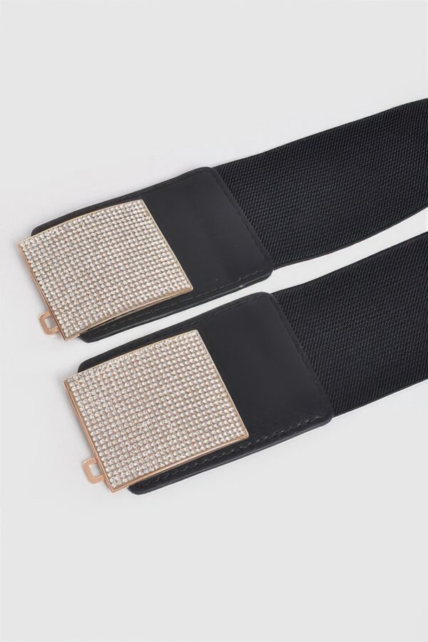 Rhinestone Stretch Belt with Metal Buckle – 2.25-inch Wide