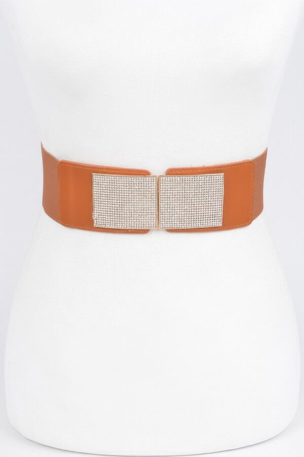 Rhinestone Stretch Belt with Metal Buckle – 2.25-inch Wide