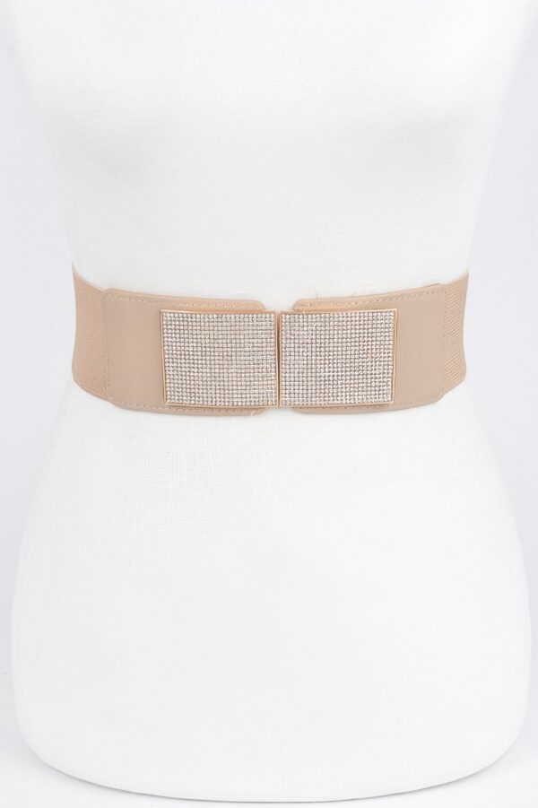 Rhinestone Stretch Belt with Metal Buckle – 2.25-inch Wide