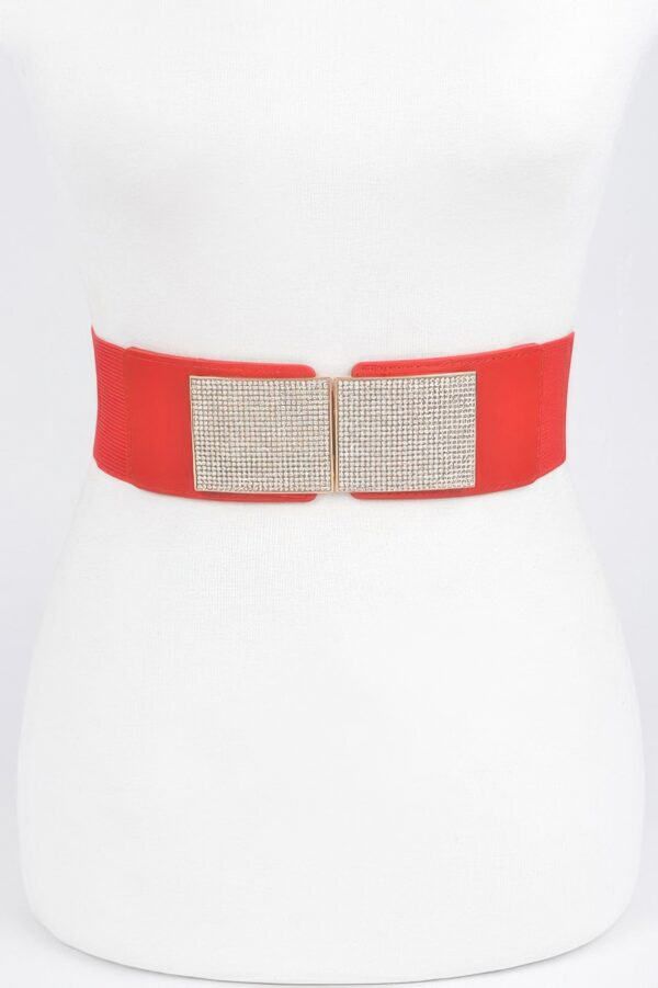 Rhinestone Stretch Belt with Metal Buckle – 2.25-inch Wide