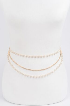 Layered Pearl Chain Belt – 46 in Adjustable Accent