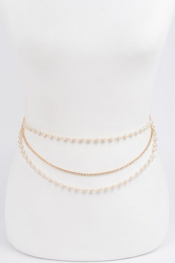 Layered Pearl Chain Belt – 46 in Adjustable Accent