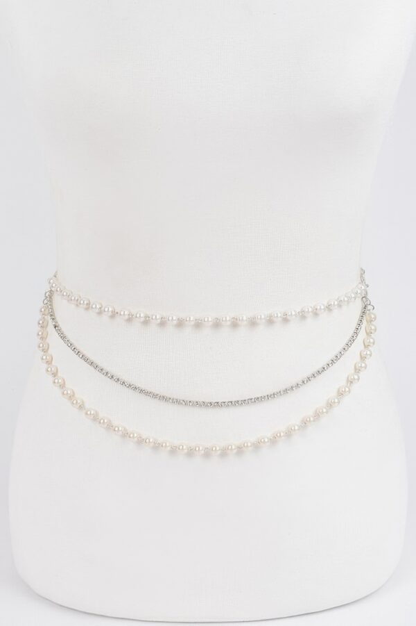 Layered Pearl Chain Belt – 46 in Adjustable Accent