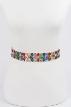 Multi Rhinestone Waist Belt – Structured Crystal Accent