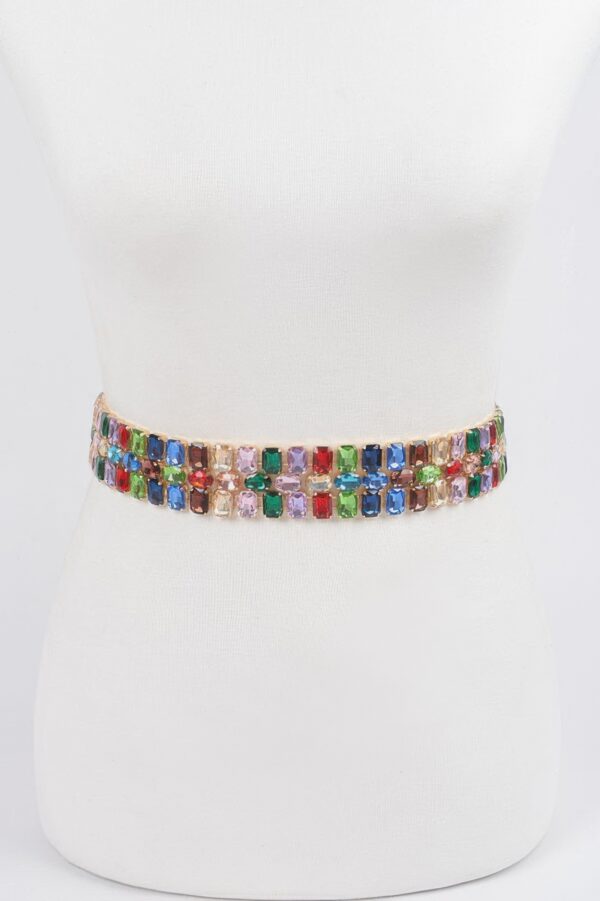 Multi Rhinestone Waist Belt – Structured Crystal Accent