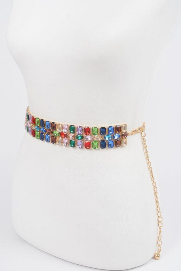 Multi Rhinestone Waist Belt – Structured Crystal Accent