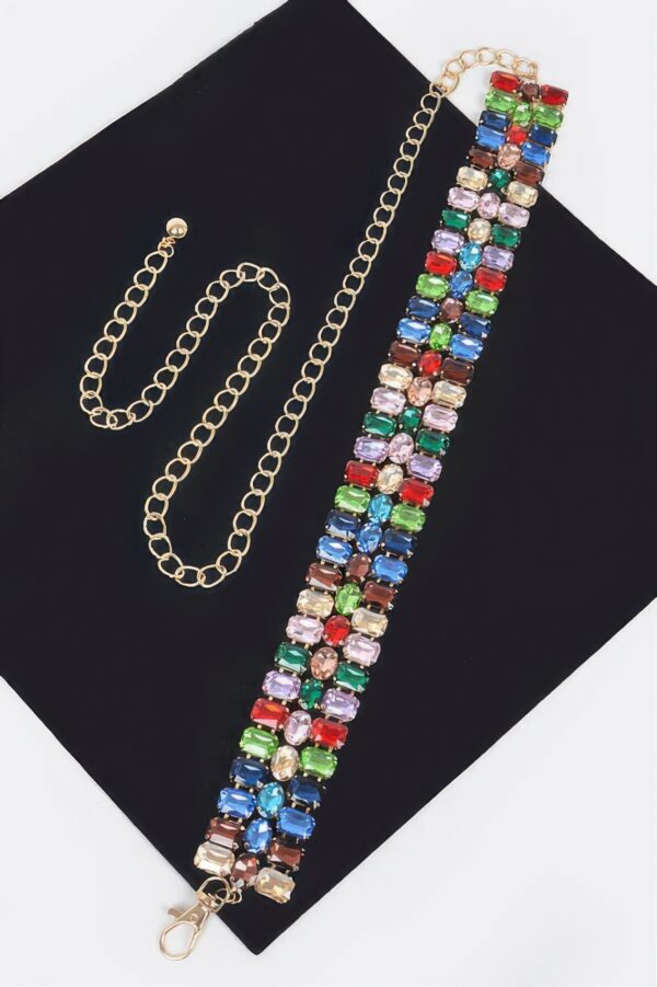 Multi Rhinestone Waist Belt – Structured Crystal Accent