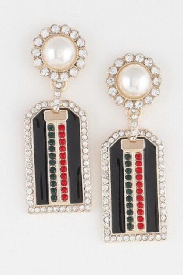 Jeweled Stripe Drop Earrings – Elongated Jewel Accent