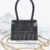 Weaved Top Handle Clutch – Textured Compact Evening Bag