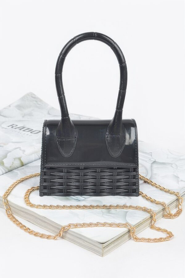 Weaved Top Handle Clutch – Textured Compact Evening Bag