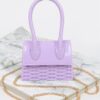 Weaved Top Handle Clutch – Textured Compact Evening Bag