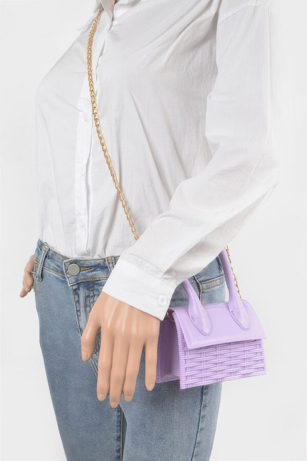 Weaved Top Handle Clutch – Textured Compact Evening Bag