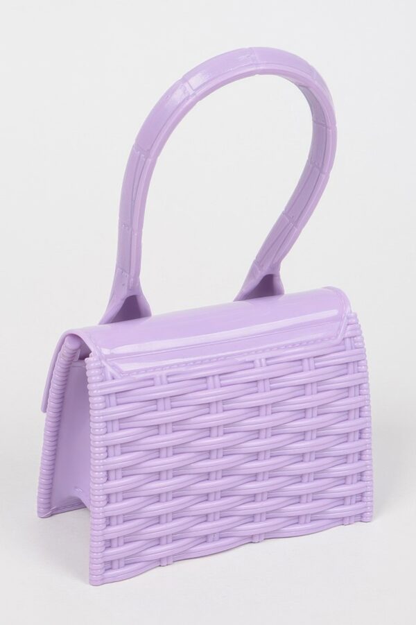 Weaved Top Handle Clutch – Textured Compact Evening Bag