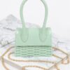 Weaved Top Handle Clutch – Textured Compact Evening Bag
