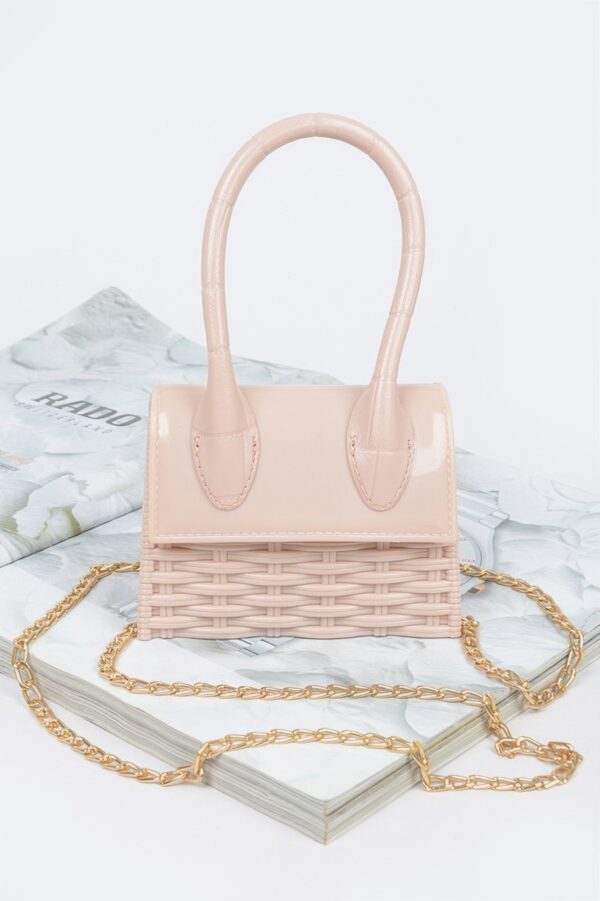 Weaved Top Handle Clutch – Textured Compact Evening Bag