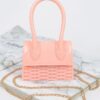 Weaved Top Handle Clutch – Textured Compact Evening Bag