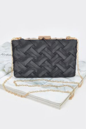 Cross-Hatched Textured Chain Clutch