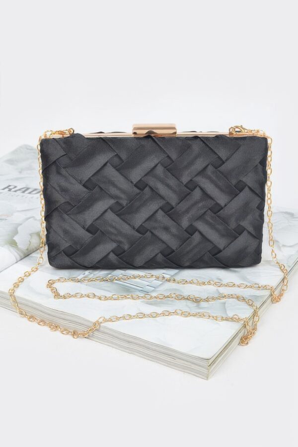 Cross-Hatched Textured Chain Clutch
