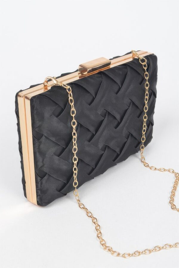 Cross-Hatched Textured Chain Clutch