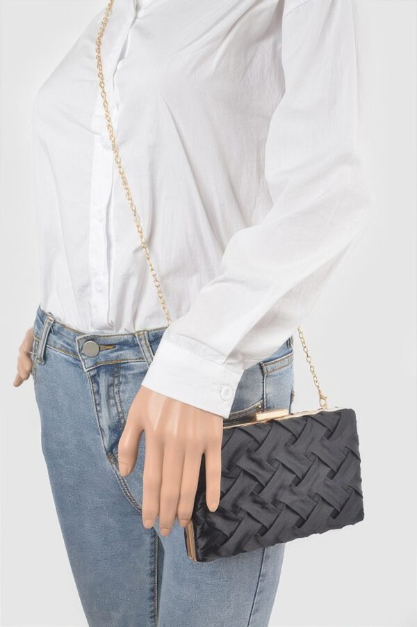 Cross-Hatched Textured Chain Clutch