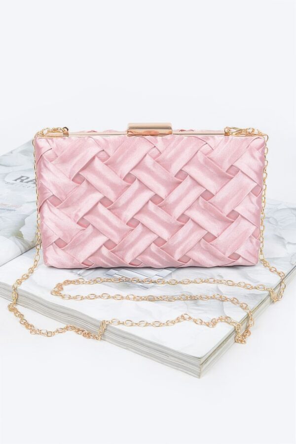Cross-Hatched Textured Chain Clutch