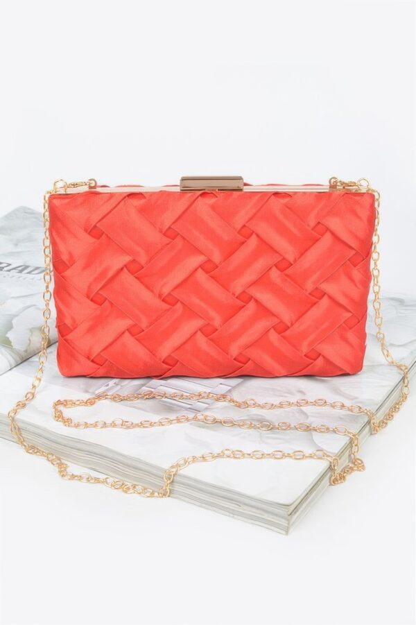 Cross-Hatched Textured Chain Clutch