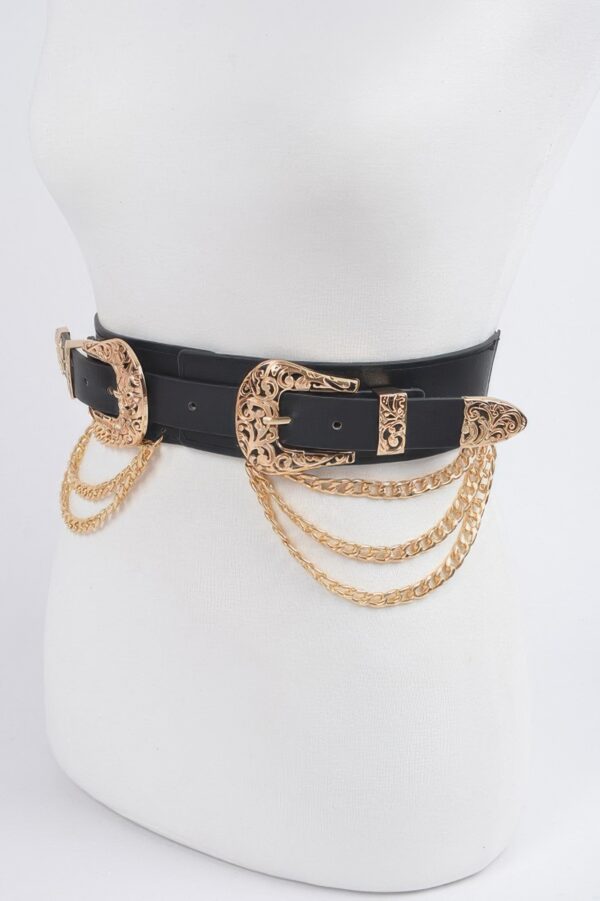 Layered Mixed-Metal Chain Stretch Belt – Structured Waist