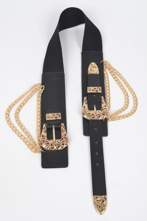 Layered Mixed-Metal Chain Stretch Belt – Structured Waist
