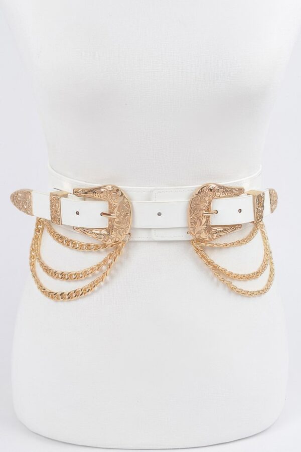 Layered Mixed-Metal Chain Stretch Belt – Structured Waist
