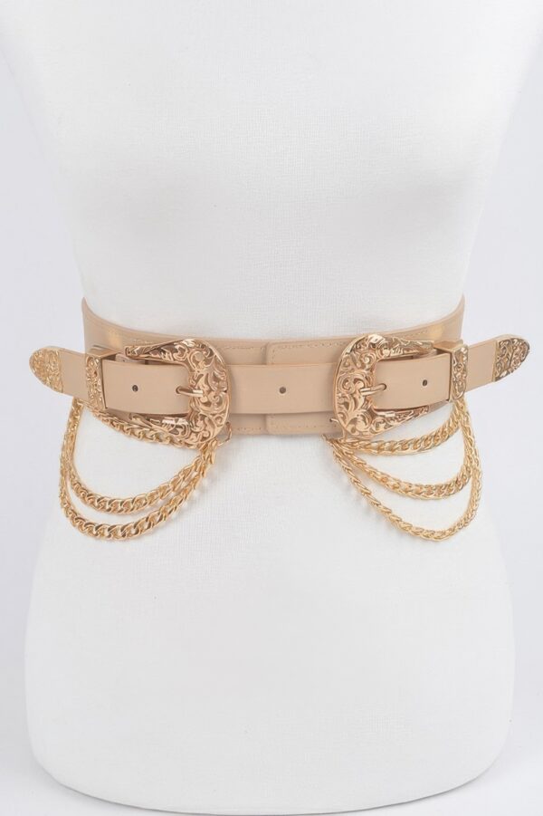 Layered Mixed-Metal Chain Stretch Belt – Structured Waist