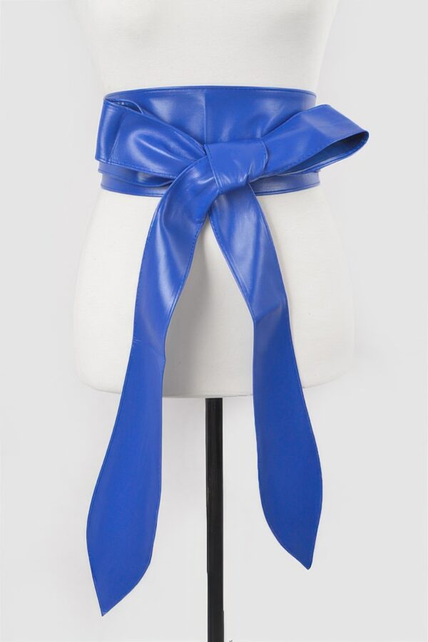 Wide Faux Leather Kimono Wrap Belt – Structured Waist Tie
