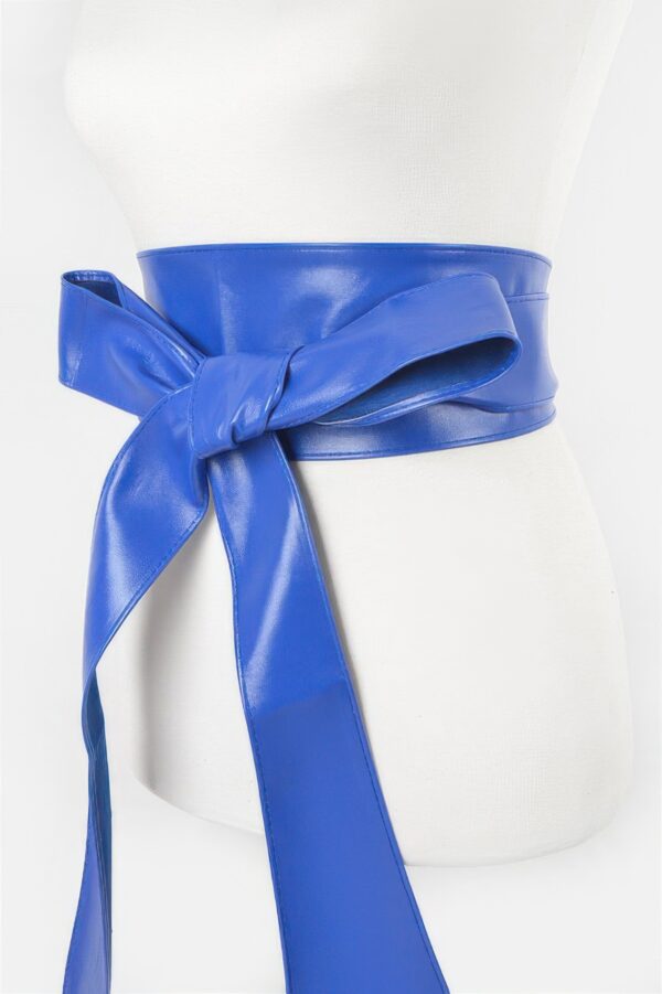 Wide Faux Leather Kimono Wrap Belt – Structured Waist Tie
