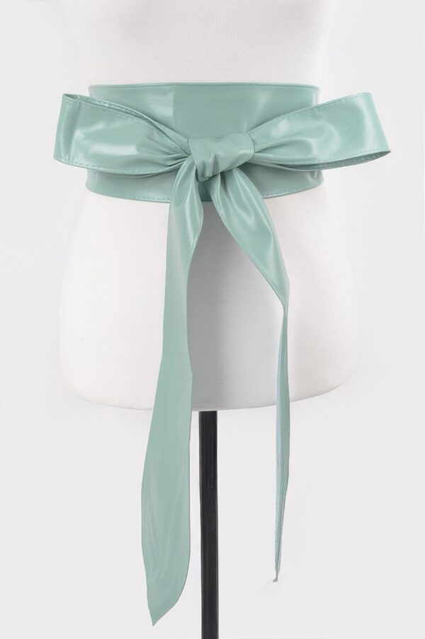 Wide Faux Leather Kimono Wrap Belt – Structured Waist Tie