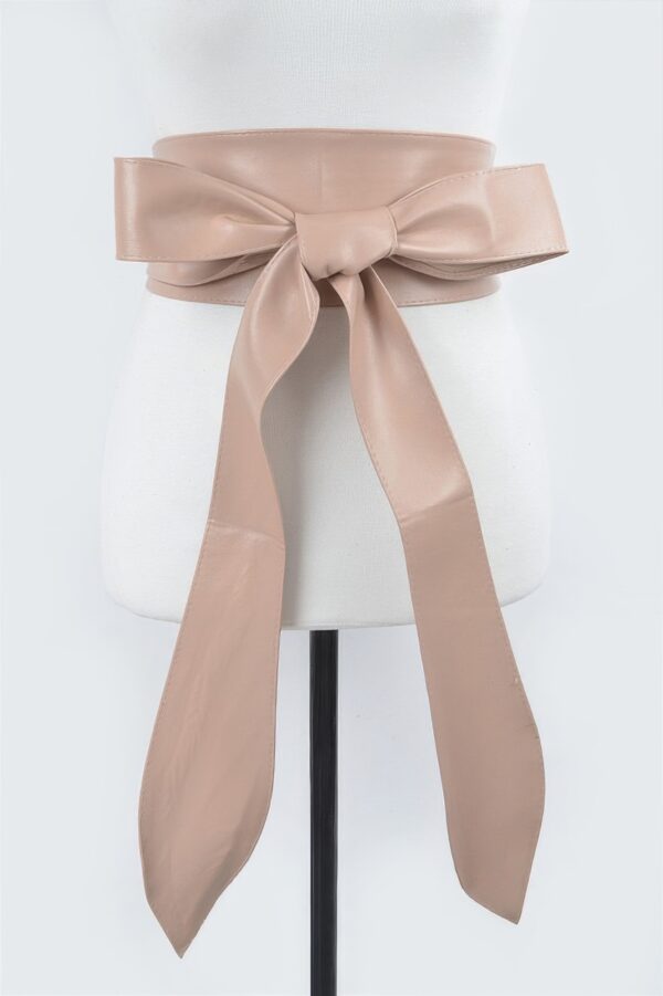 Wide Faux Leather Kimono Wrap Belt – Structured Waist Tie