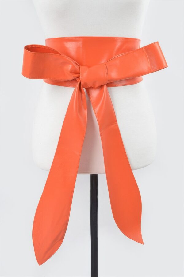 Wide Faux Leather Kimono Wrap Belt – Structured Waist Tie