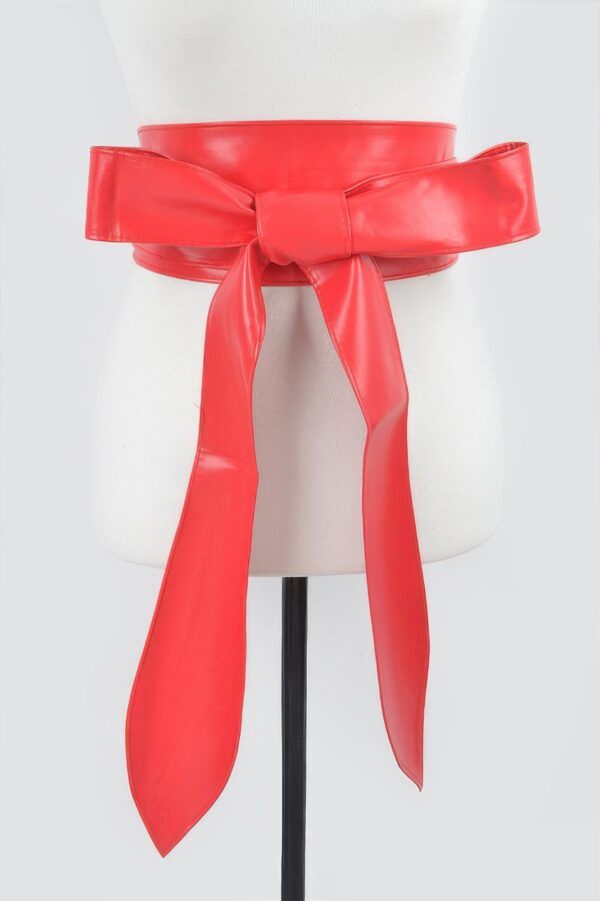 Wide Faux Leather Kimono Wrap Belt – Structured Waist Tie