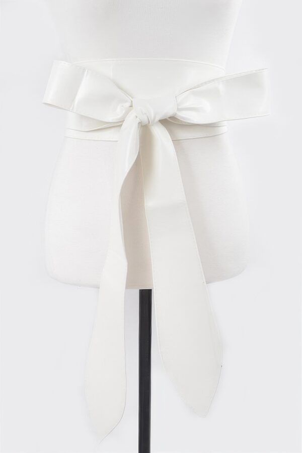 Wide Faux Leather Kimono Wrap Belt – Structured Waist Tie