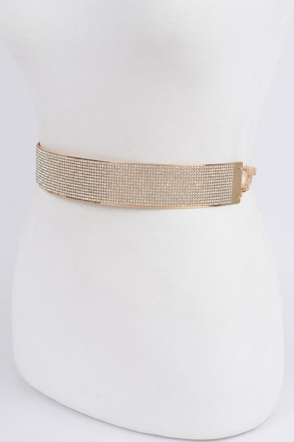 Rhinestone Metal Waist Belt – Structured Sparkle