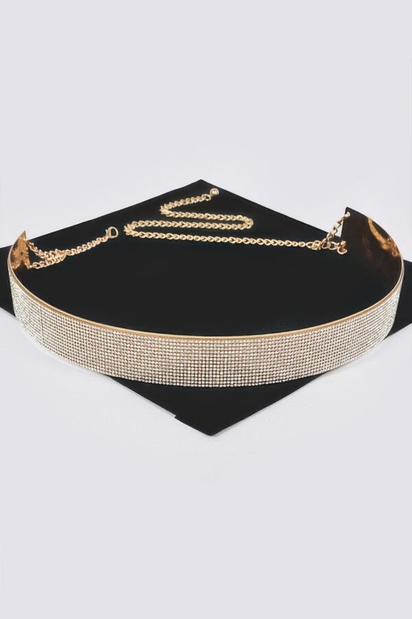 Rhinestone Metal Waist Belt – Structured Sparkle