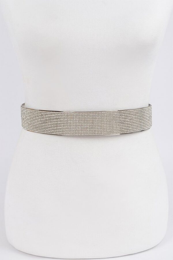 Rhinestone Metal Waist Belt – Structured Sparkle