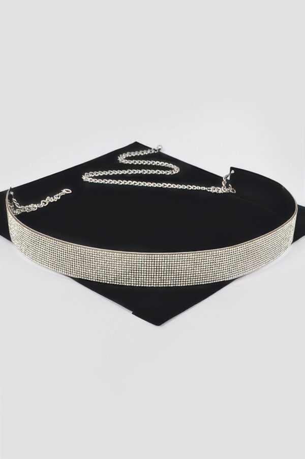 Rhinestone Metal Waist Belt – Structured Sparkle