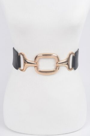 Stretch Waist Belt with Polished Metal Buckle