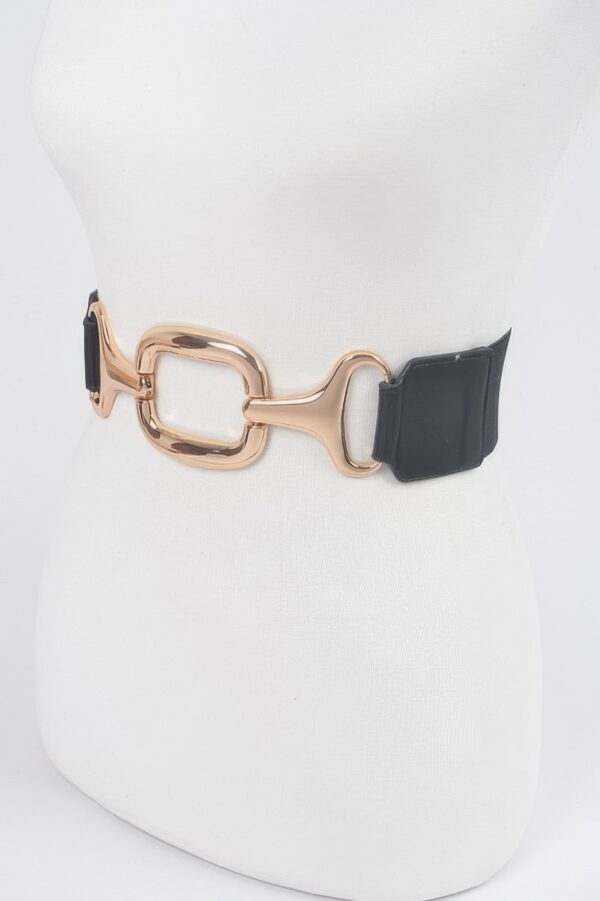 Stretch Waist Belt with Polished Metal Buckle