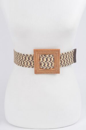 Faux Bamboo Buckle Elastic Belt – 2 inch Structured Width