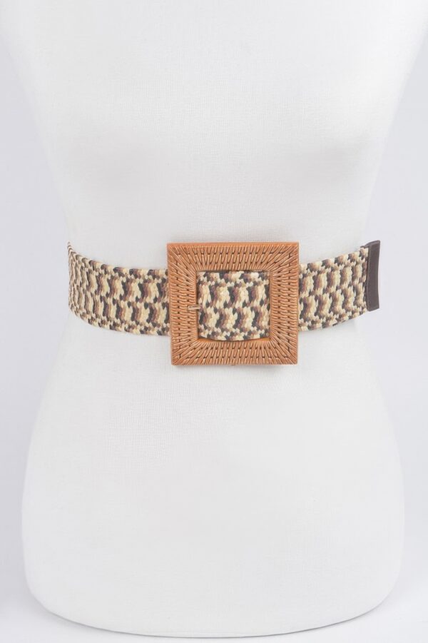 Faux Bamboo Buckle Elastic Belt – 2 inch Structured Width
