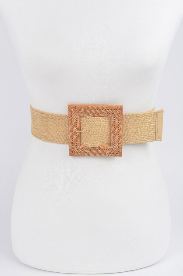 Faux Bamboo Buckle Elastic Belt – 2 inch Structured Width