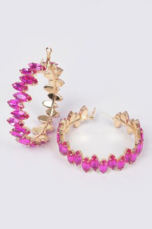 Rhinestone Hoop Earrings – 2.5 in Statement Hoops